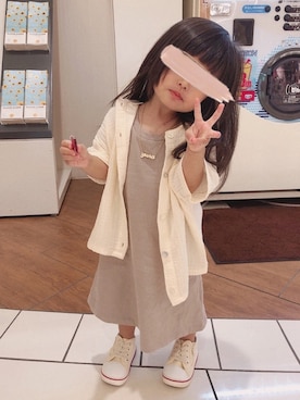 「フォロー、イイネ、お気に入り登録お願いします♡」｜「アイテム（ワンピース）」を使った、ゆのちさん（キッズ・80cm）の夏コーディネート