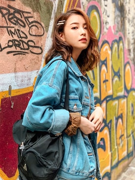 「PULL&BEAR（プルアンドベア）のアイテム（デニムジャケット）」を使った、claire.suetさん（レディース・158cm）の春コーディネート