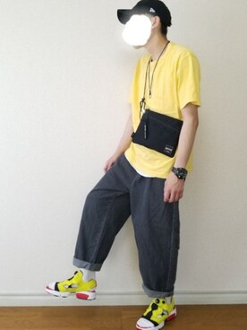 「The DUFFER of ST.GEORGE（ザダファーオブセントジョージ）のアイテム（バッグ）」を使った、bouさん（メンズ・176cm）の夏コーディネート