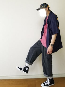 「NOISE MAKER（ノイズメーカー）のアイテム（キャップ）」を使った、bouさん（メンズ・176cm）の夏コーディネート
