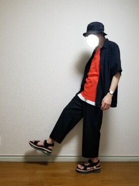 「ALLEGE（アレッジ）のアイテム（帽子）」を使った、bouさん（メンズ・176cm）の夏コーディネート