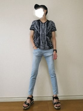 「UNITED TOKYO（ユナイテッドトウキョウ）のエアマルチソールサンダル（サンダル）」を使った、bouさん（メンズ・176cm）の夏コーディネート