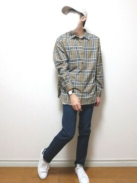 「zozoデニム」｜「アイテム（キャップ）」を使った、bouさん（メンズ・176cm）の秋コーディネート