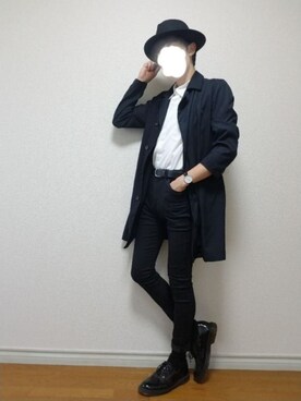 「STUDIOUS（ステュディオス）のアイテム（ステンカラーコート）」を使った、bouさん（メンズ・176cm）の秋コーディネート