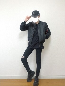 「やっぱりストリートが好き」｜「アイテム（MA-1）」を使った、bouさん（メンズ・176cm）の秋コーディネート