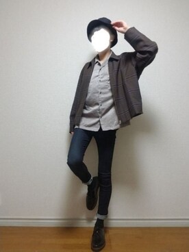 「ALLEGE（アレッジ）のアイテム（帽子）」を使った、bouさん（メンズ・176cm）の秋コーディネート