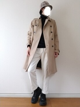 「アンクルパンツ」｜「アイテム（トレンチコート）」を使った、bouさん（メンズ・176cm）の冬コーディネート