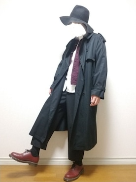 「SHAREEF（シャリーフ）のアイテム（帽子）」を使った、bouさん（メンズ・176cm）の冬コーディネート