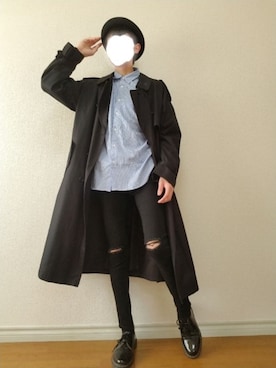 「モードストリート」｜「アイテム（トレンチコート）」を使った、bouさん（メンズ・176cm）の冬コーディネート