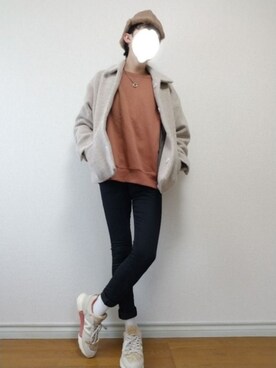 「Hender Scheme（エンダースキーマ）のアイテム（ハット）」を使った、bouさん（メンズ・176cm）の冬コーディネート