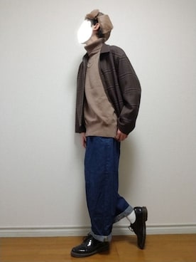 「Hender Scheme（エンダースキーマ）のアイテム（ハット）」を使った、bouさん（メンズ・176cm）の冬コーディネート