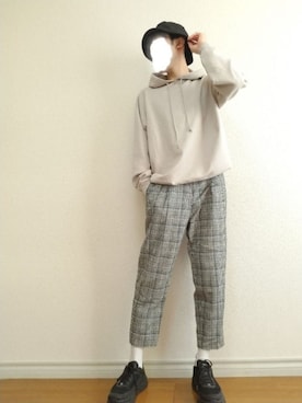 「ALLEGE（アレッジ）のアイテム（帽子）」を使った、bouさん（メンズ・176cm）の春コーディネート