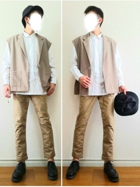 「ALLEGE（アレッジ）のアイテム（帽子）」を使った、bouさん（メンズ・176cm）の秋コーディネート