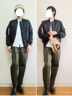 「Ruben（ルーベン）のアイテム（キャップ）」を使った、bouさん（メンズ・176cm）の秋コーディネート