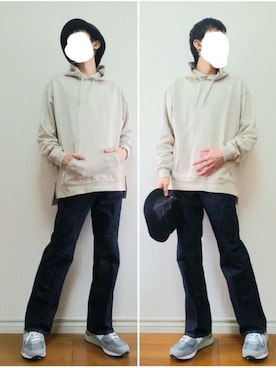 「ALLEGE（アレッジ）のアイテム（帽子）」を使った、bouさん（メンズ・176cm）の秋コーディネート