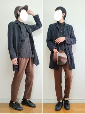 「STUDIOUS（ステュディオス）のアイテム（ステンカラーコート）」を使った、bouさん（メンズ・176cm）の秋コーディネート