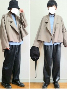 「my beautiful landlet（マイビューティフルランドレット）のアイテム（ブルゾン）」を使った、bouさん（メンズ・176cm）の秋コーディネート