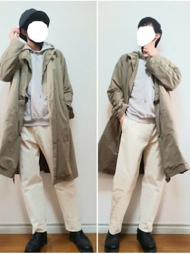 「ALLEGE（アレッジ）のアイテム（帽子）」を使った、bouさん（メンズ・176cm）の冬コーディネート