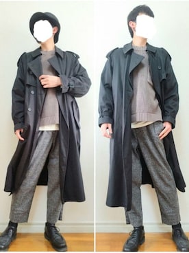 「ALLEGE（アレッジ）のアイテム（帽子）」を使った、bouさん（メンズ・176cm）の冬コーディネート