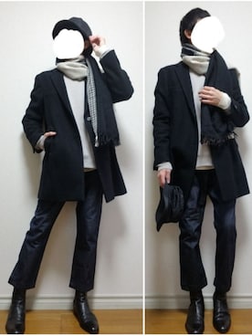 「ALLEGE（アレッジ）のアイテム（帽子）」を使った、bouさん（メンズ・176cm）の冬コーディネート