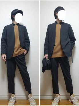 「ALLEGE（アレッジ）のアイテム（帽子）」を使った、bouさん（メンズ・176cm）の冬コーディネート