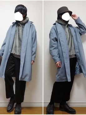 「ZIP FIVE（ジップファイブ）のアイテム（チェスターコート）」を使った、bouさん（メンズ・176cm）の冬コーディネート