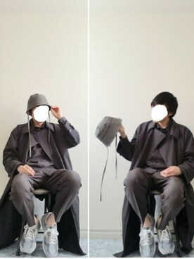 「OAMC（オーエーエムシー）のアイテム（帽子）」を使った、bouさん（メンズ・176cm）の春コーディネート
