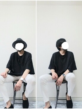 「BASQUE magenta（バスクマゼンタ）の【BASQUE -enthusiastic design-】スーパーオーバーサイズドロップショルダーハーフスリーブBIGカットソー（Tシャツ/カットソー）」を使った、bouさん（メンズ・176cm）の春コーディネート