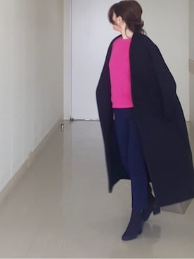 「ENFOLD（エンフォルド）のアイテム（その他アウター）」を使った、川上桃子さん（レディース・158cm）の冬コーディネート