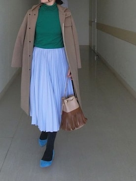 「Drawer（ドゥロワー）のアイテム（トップス）」を使った、川上桃子さん（レディース・158cm）の春コーディネート