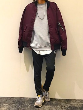 「Confirm（コンファーム）のアイテム（MA-1）」を使った、tokkiiさん（メンズ・170cm）の冬コーディネート