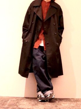 「Confirm（コンファーム）のアイテム（トレンチコート）」を使った、tokkiiさん（メンズ・170cm）の冬コーディネート
