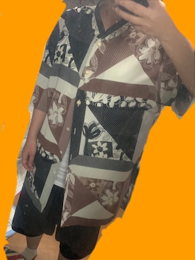 「古着屋のアイテム（シャツ/ブラウス、ブラウン系）」を使った、IKuMiさん（レディース・150cm）の夏コーディネート