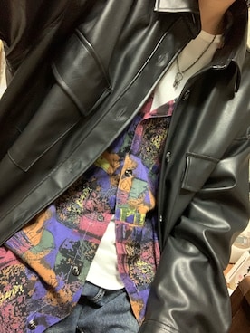 「柄シャツコーデ」｜「アイテム（ジャケット/アウター）」を使った、IKuMiさん（レディース・150cm）の冬コーディネート