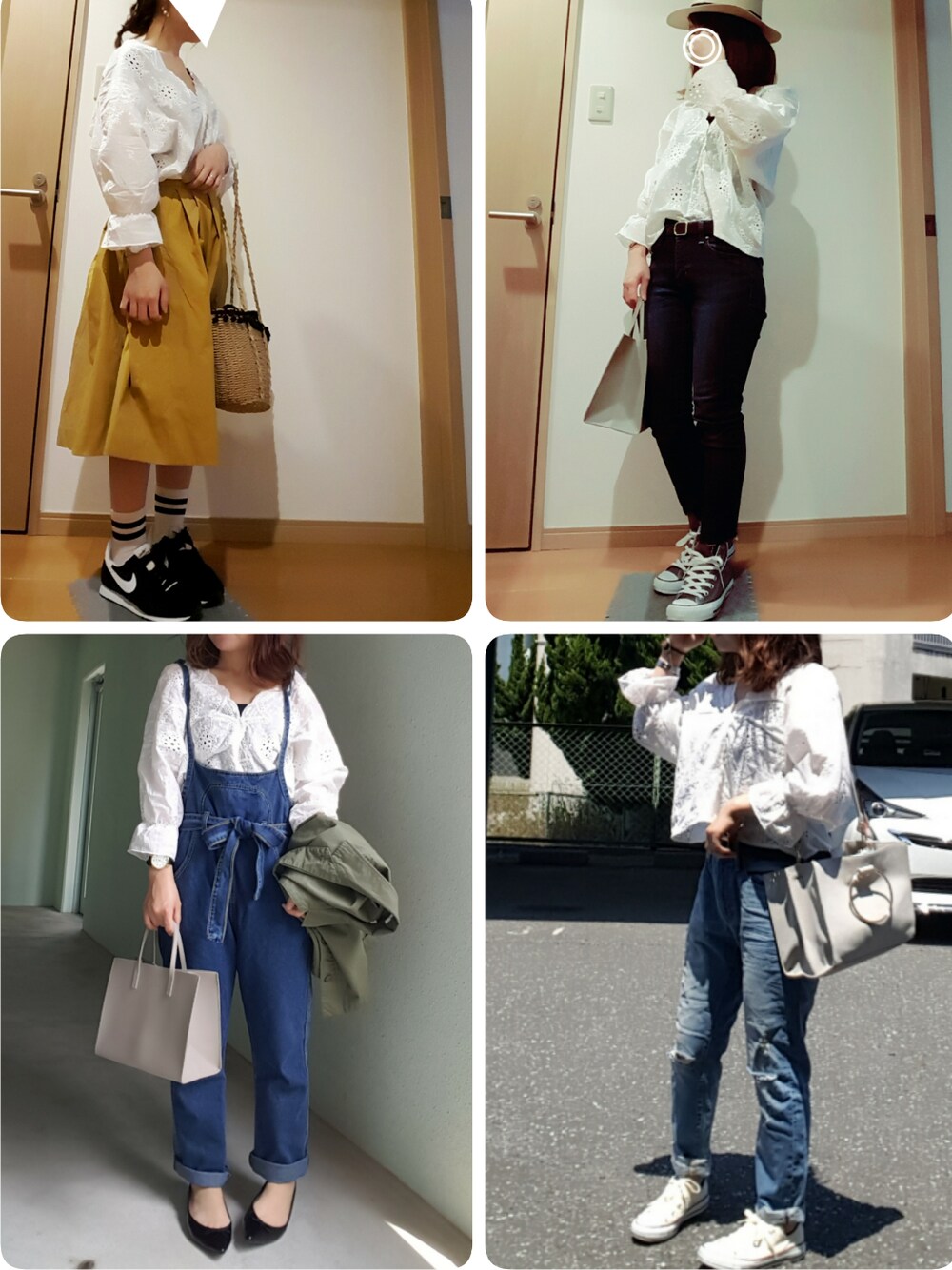 「レーストップス、カジュアル、outfit、プチプラコーデ、パーマ、スカラップ、レース、サロペット、converse、むぎわら帽子」｜「CONVERSEのconverse（コンバース） ALL STAR HI（オールスターHI）（スニーカー、ブラック系）」を使った、あ やさん（レディース・147cm）の夏コーディネートの1枚目の写真