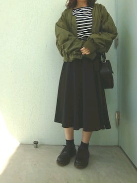 「マーチン」｜「アイテム（MA-1）」を使った、あ やさん（レディース・147cm）の春コーディネート