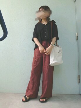 「ブラウン×ブラック」｜「アイテム（サンダル）」を使った、あ やさん（レディース・147cm）の夏コーディネート