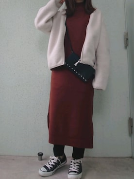 「CONVERSE（コンバース）のconverse（コンバース） ALL STAR OX（オールスターOX）（スニーカー）」を使った、あ やさん（レディース・147cm）の冬コーディネート