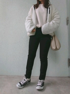 「CONVERSE（コンバース）のconverse（コンバース） ALL STAR OX（オールスターOX）（スニーカー）」を使った、あ やさん（レディース・147cm）の冬コーディネート