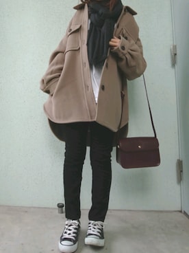 「CONVERSE（コンバース）のconverse（コンバース） ALL STAR OX（オールスターOX）（スニーカー）」を使った、あ やさん（レディース・147cm）の冬コーディネート