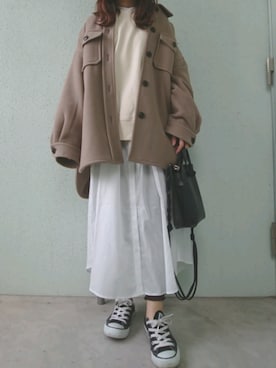 「CONVERSE（コンバース）のconverse（コンバース） ALL STAR OX（オールスターOX）（スニーカー）」を使った、あ やさん（レディース・147cm）の冬コーディネート