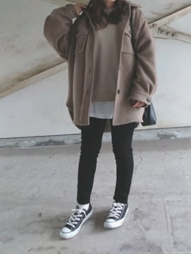「CONVERSE（コンバース）のconverse（コンバース） ALL STAR OX（オールスターOX）（スニーカー）」を使った、あ やさん（レディース・147cm）の冬コーディネート