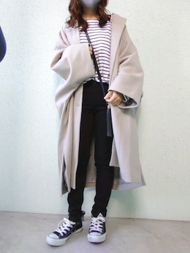 「CONVERSE（コンバース）のconverse（コンバース） ALL STAR OX（オールスターOX）（スニーカー）」を使った、あ やさん（レディース・147cm）の秋コーディネート