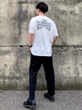 「nonnative（ノンネイティブ）のアイテム（Tシャツ/カットソー）」を使った、としぼうさん（メンズ・166cm）の夏コーディネート