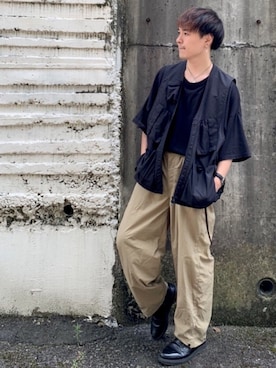 「BASQUEのアイテム」を使った、としぼうさん（メンズ・166cm）の夏コーディネート