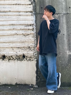 「BASQUINE（バスキーヌ）のアイテム（トップス）」を使った、としぼうさん（メンズ・166cm）の夏コーディネート