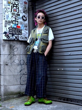 「SASQUATCHfabrix.（サスクワァッチファブリックス）のアイテム」を使った、レオンさん（メンズ・165cm）の夏コーディネート