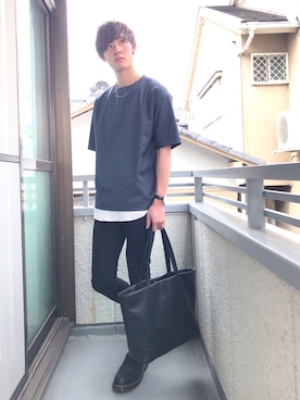 「L.H.P（エルエイチピー）のアイテム（トートバッグ）」を使った、うーいぇいぇいさん（メンズ・176cm）の夏コーディネート
