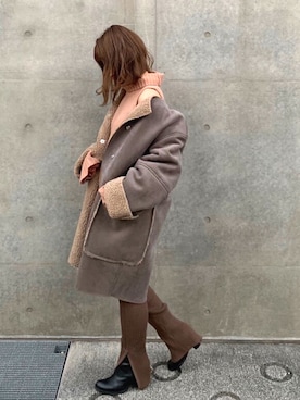 「ETRE TOKYO（エトレトウキョウ）のアイテム（ムートンコート）」を使った、ETRÉ TOKYO officialさん（レディース・156cm）の秋コーディネート