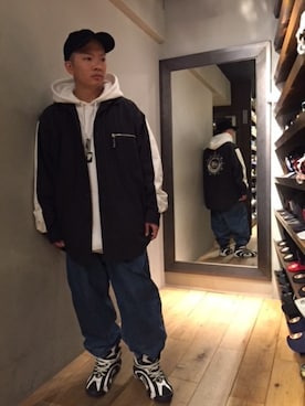 「Levi's」｜「アイテム（キャップ）」を使った、NISHIYAMAさん（メンズ・160cm）の冬コーディネート